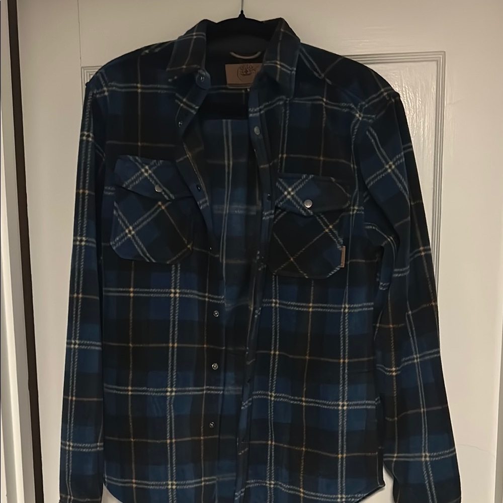 Blue and Black Plaid Button-Up Shacket
